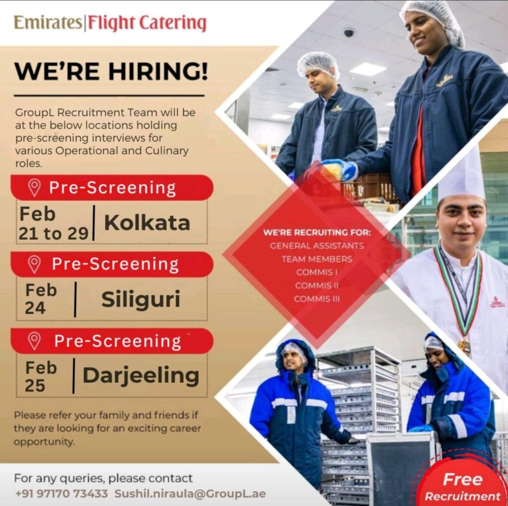 Emirates Flight Catering has published the latest job vacancies in UAE