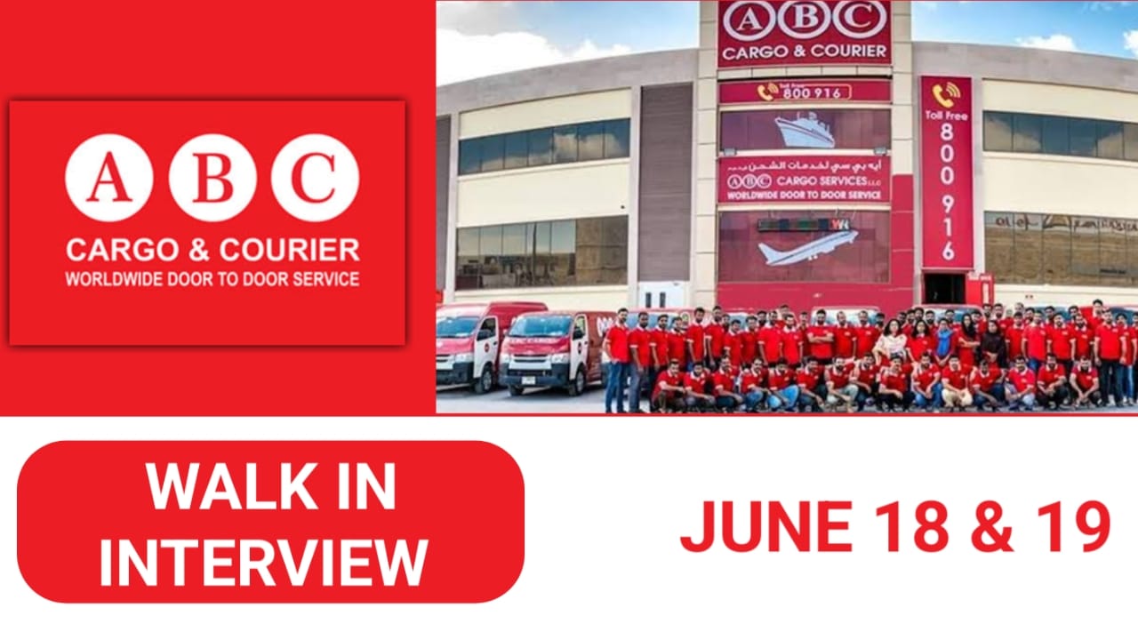 ABC Cargo & Courier announced new Walk in interviews UAE